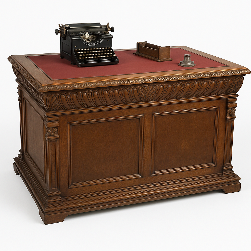 Escritorio antiguo con máquina de escribir